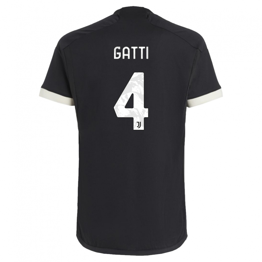 Kvinder Federico Gatti #4 Sort Tredje Sæt Spillertrøjer 2023/24 Trøje T-Shirt