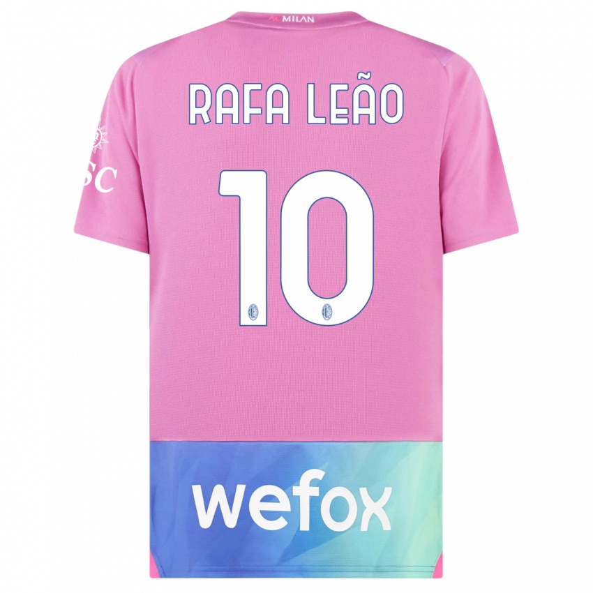 Kvinder Rafael Leao #10 Pink Lilla Tredje Sæt Spillertrøjer 2023/24 Trøje T-Shirt