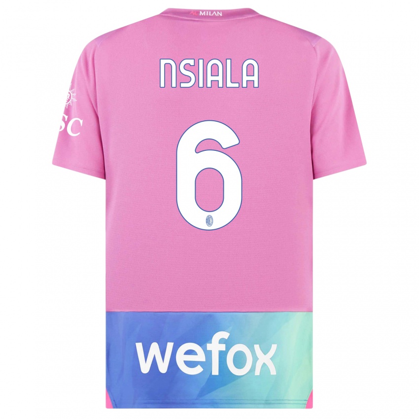 Kvinder Clinton Nsiala #6 Pink Lilla Tredje Sæt Spillertrøjer 2023/24 Trøje T-Shirt