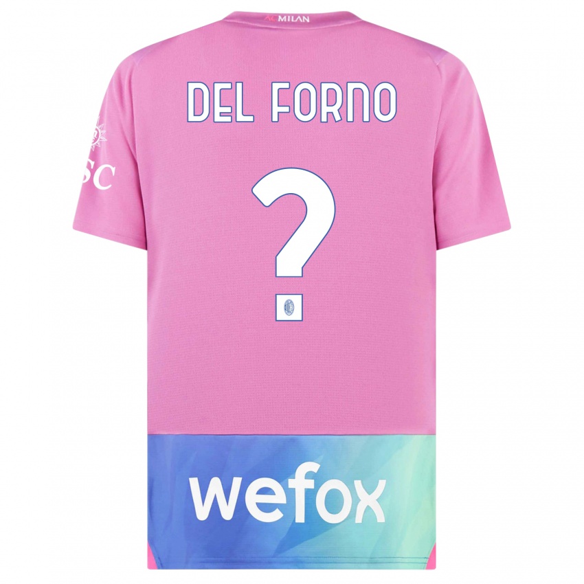 Kvinder Luca Del Forno #0 Pink Lilla Tredje Sæt Spillertrøjer 2023/24 Trøje T-Shirt