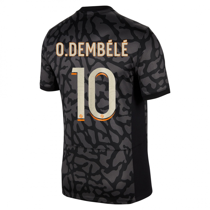 Kvinder Ousmane Dembele #10 Sort Tredje Sæt Spillertrøjer 2023/24 Trøje T-Shirt