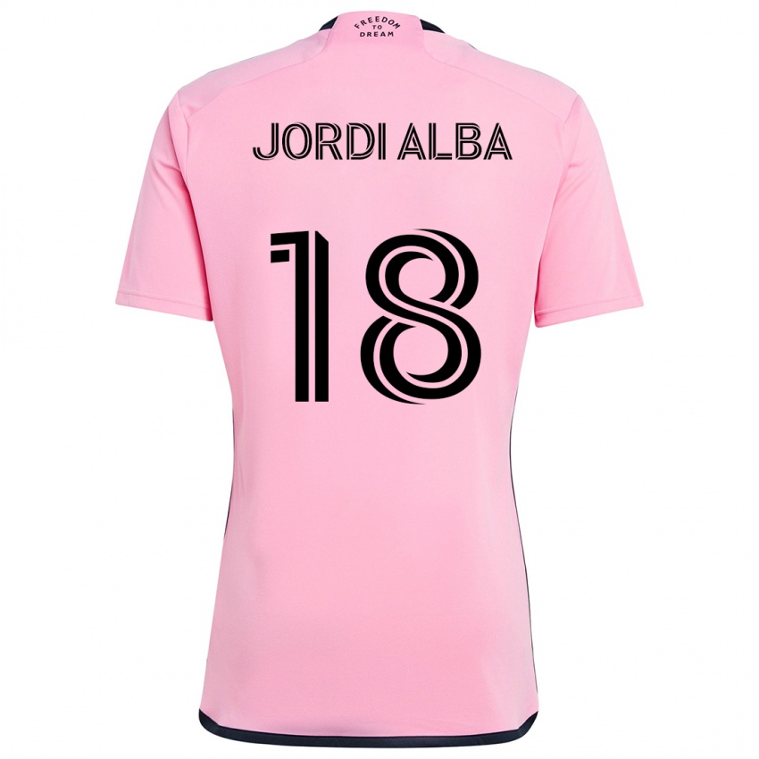 Børn Jordi Alba #18 Lyserød Hjemmebane Spillertrøjer 2024/25 Trøje T-Shirt