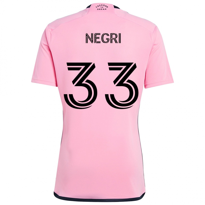 Børn Franco Negri #33 Lyserød Hjemmebane Spillertrøjer 2024/25 Trøje T-Shirt