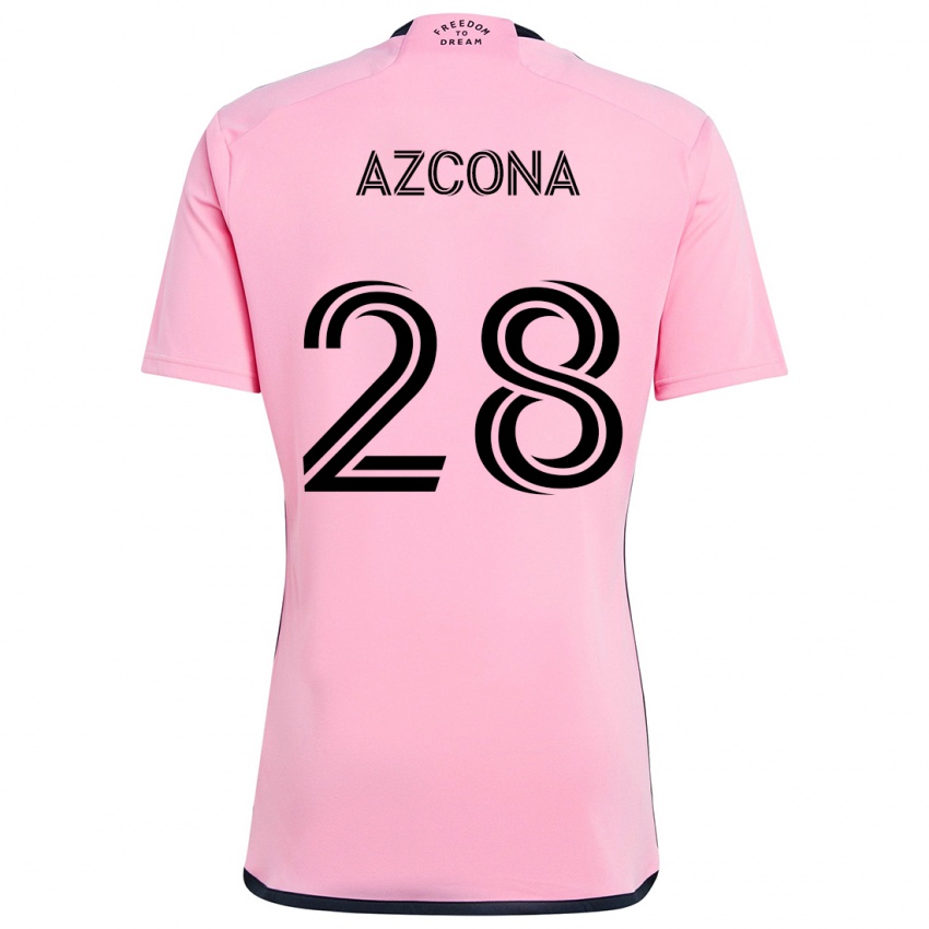 Børn Edison Azcona #28 Lyserød Hjemmebane Spillertrøjer 2024/25 Trøje T-Shirt