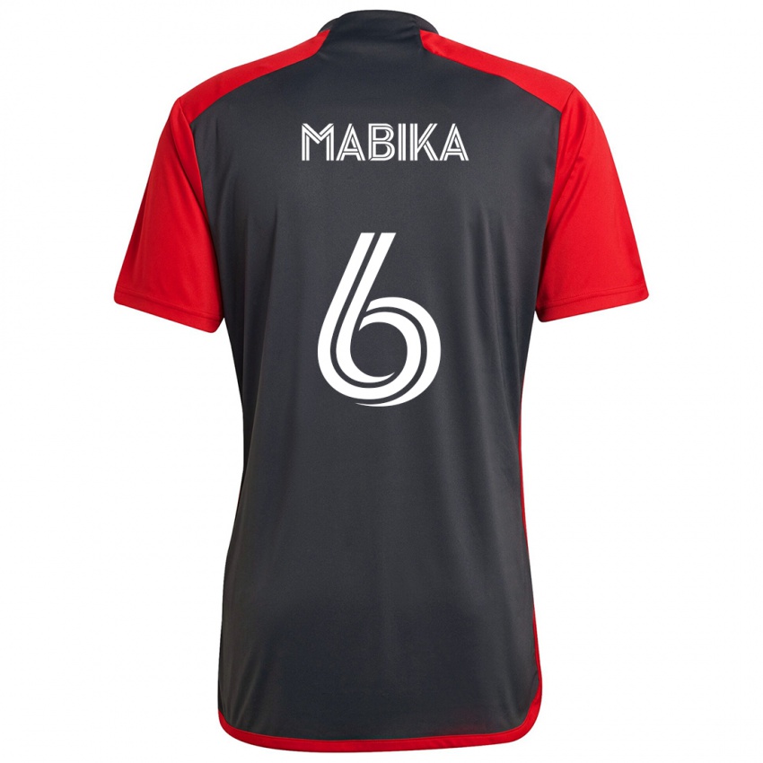 Børn Aimé Mabika #6 Grå Rød Hjemmebane Spillertrøjer 2024/25 Trøje T-Shirt