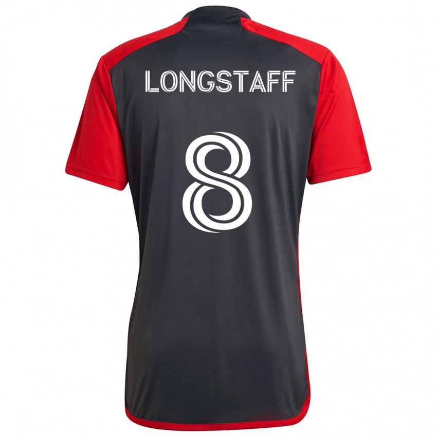 Børn Matty Longstaff #8 Grå Rød Hjemmebane Spillertrøjer 2024/25 Trøje T-Shirt