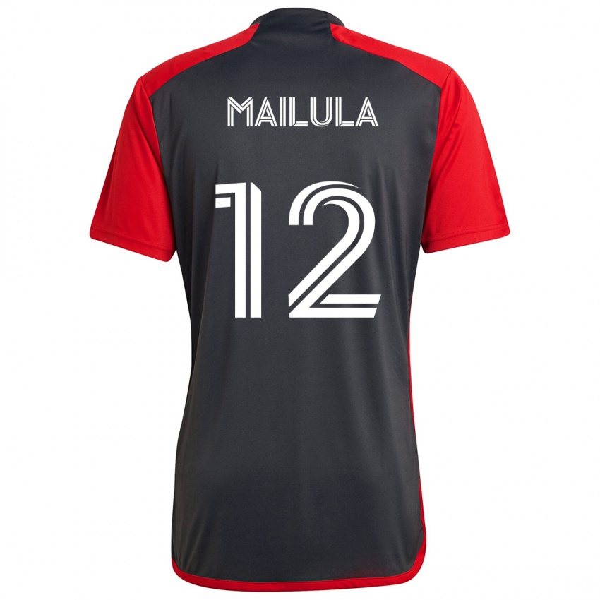 Børn Cassius Mailula #12 Grå Rød Hjemmebane Spillertrøjer 2024/25 Trøje T-Shirt