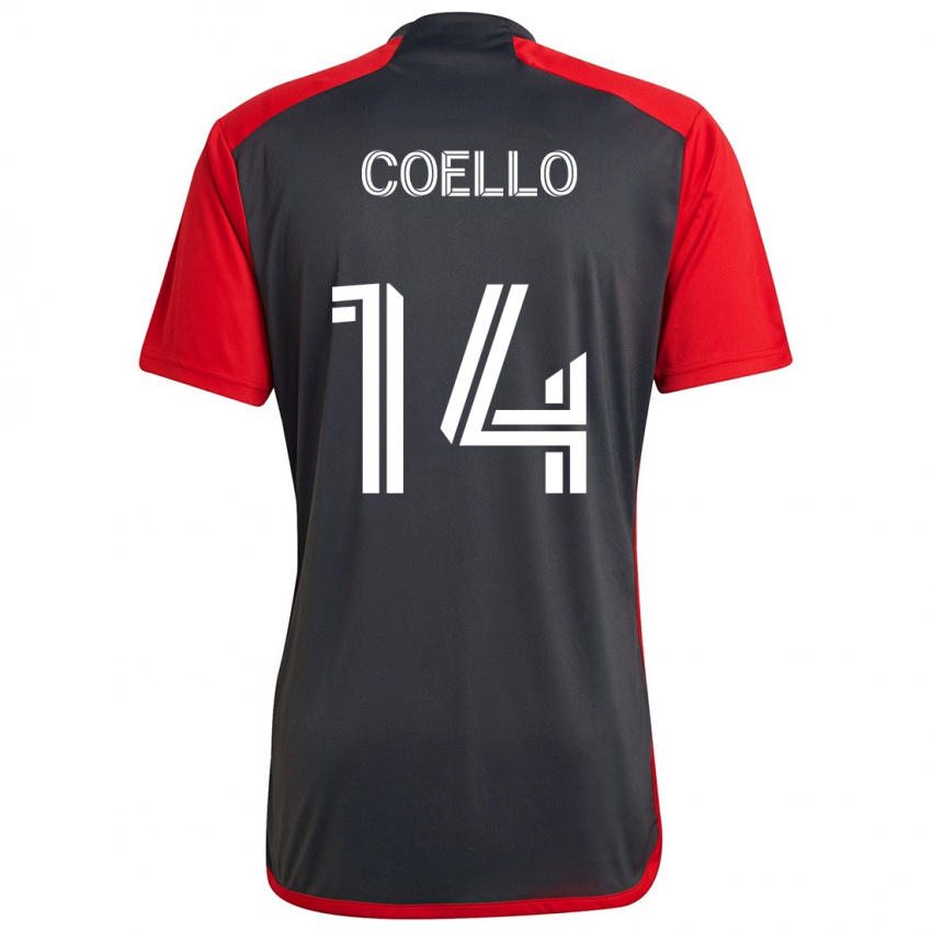 Børn Alonso Coello #14 Grå Rød Hjemmebane Spillertrøjer 2024/25 Trøje T-Shirt