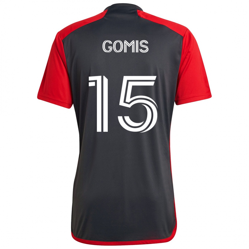 Børn Nicksoen Gomis #15 Grå Rød Hjemmebane Spillertrøjer 2024/25 Trøje T-Shirt