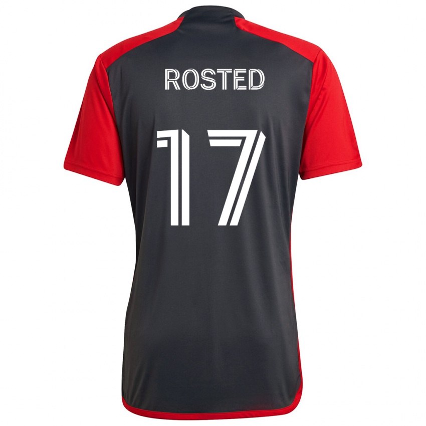 Børn Sigurd Rosted #17 Grå Rød Hjemmebane Spillertrøjer 2024/25 Trøje T-Shirt