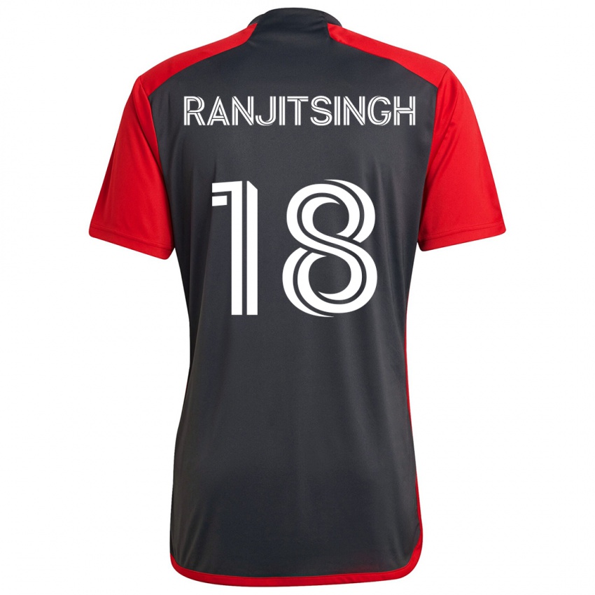 Børn Greg Ranjitsingh #18 Grå Rød Hjemmebane Spillertrøjer 2024/25 Trøje T-Shirt