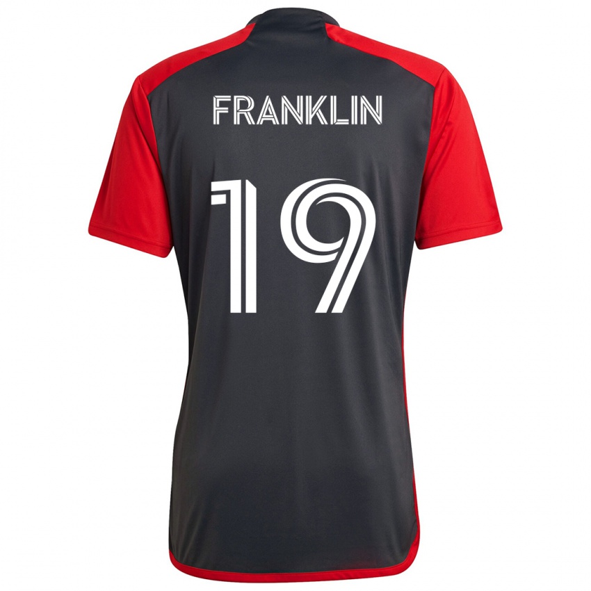 Børn Kobe Franklin #19 Grå Rød Hjemmebane Spillertrøjer 2024/25 Trøje T-Shirt