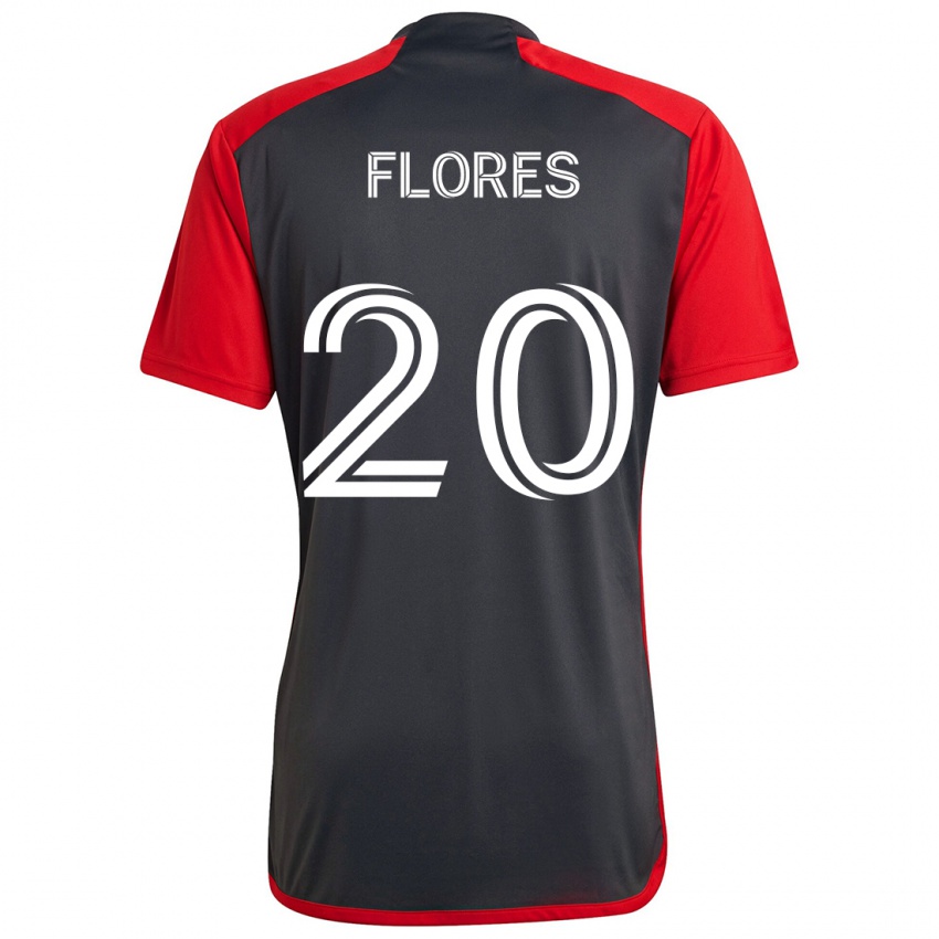 Børn Deybi Flores #20 Grå Rød Hjemmebane Spillertrøjer 2024/25 Trøje T-Shirt