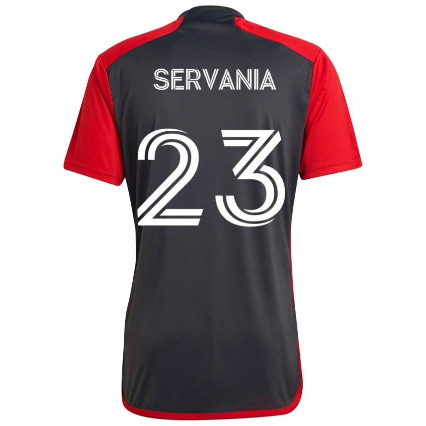 Børn Brandon Servania #23 Grå Rød Hjemmebane Spillertrøjer 2024/25 Trøje T-Shirt