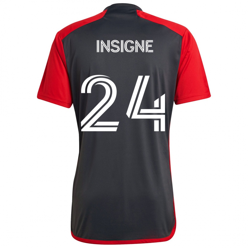 Børn Lorenzo Insigne #24 Grå Rød Hjemmebane Spillertrøjer 2024/25 Trøje T-Shirt