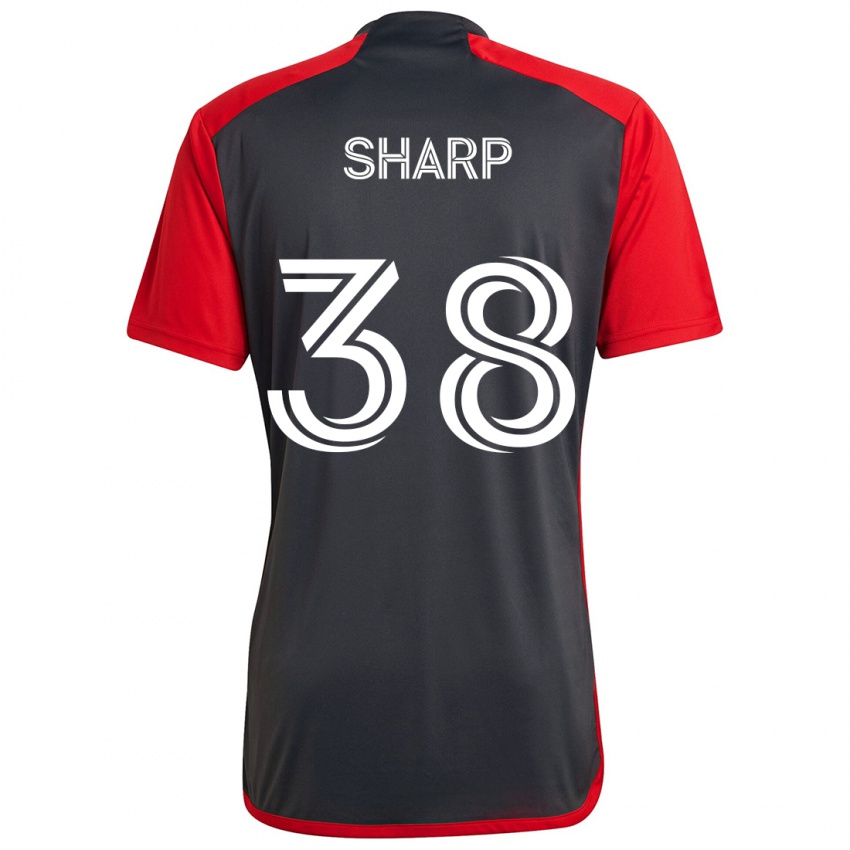 Børn Charlie Sharp #38 Grå Rød Hjemmebane Spillertrøjer 2024/25 Trøje T-Shirt