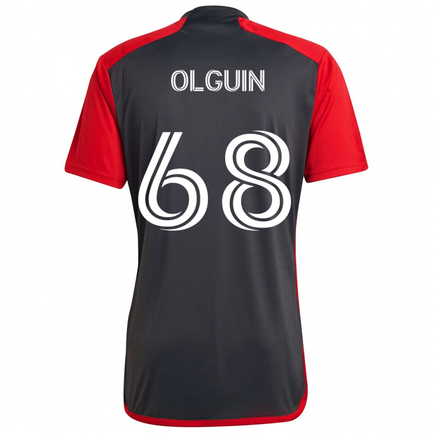 Børn Lucas Olguin #68 Grå Rød Hjemmebane Spillertrøjer 2024/25 Trøje T-Shirt