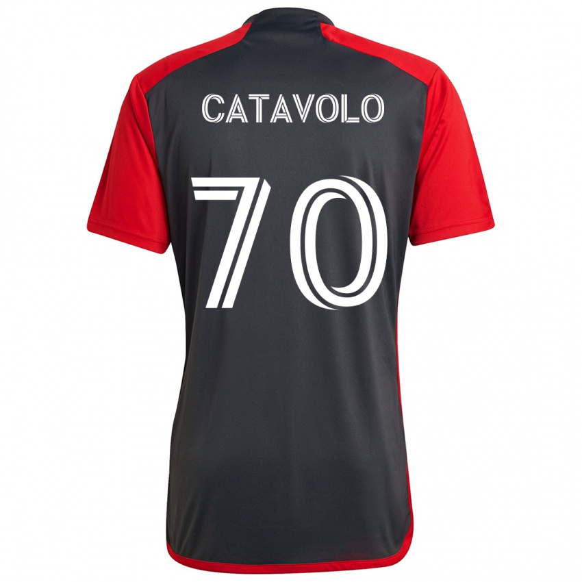 Børn Matthew Catavolo #70 Grå Rød Hjemmebane Spillertrøjer 2024/25 Trøje T-Shirt