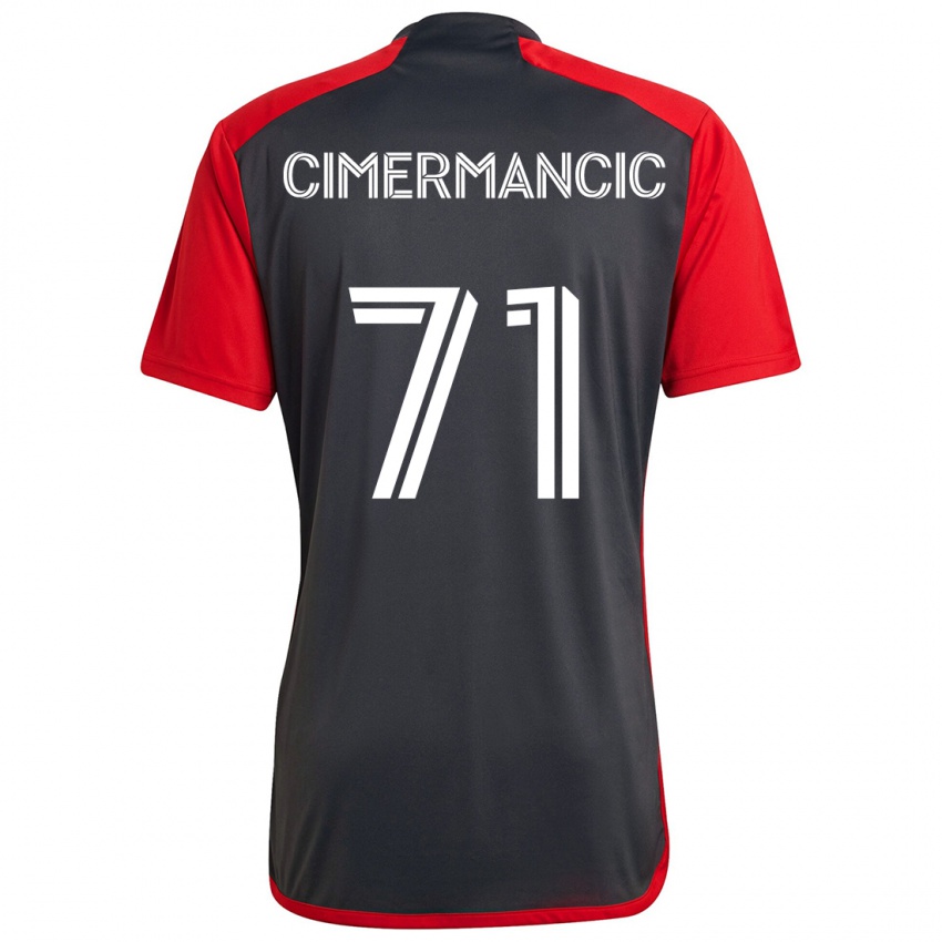 Børn Markus Cimermancic #71 Grå Rød Hjemmebane Spillertrøjer 2024/25 Trøje T-Shirt