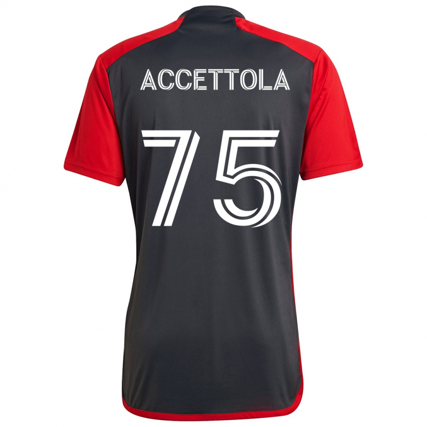 Børn Luca Accettola #75 Grå Rød Hjemmebane Spillertrøjer 2024/25 Trøje T-Shirt