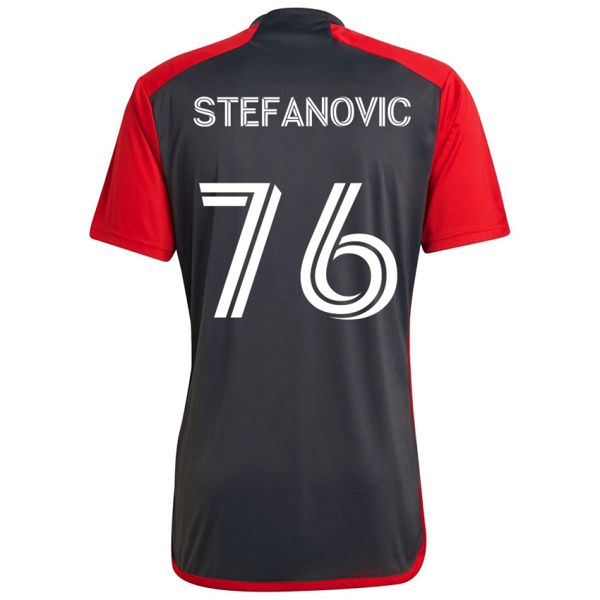 Børn Lazar Stefanovic #76 Grå Rød Hjemmebane Spillertrøjer 2024/25 Trøje T-Shirt