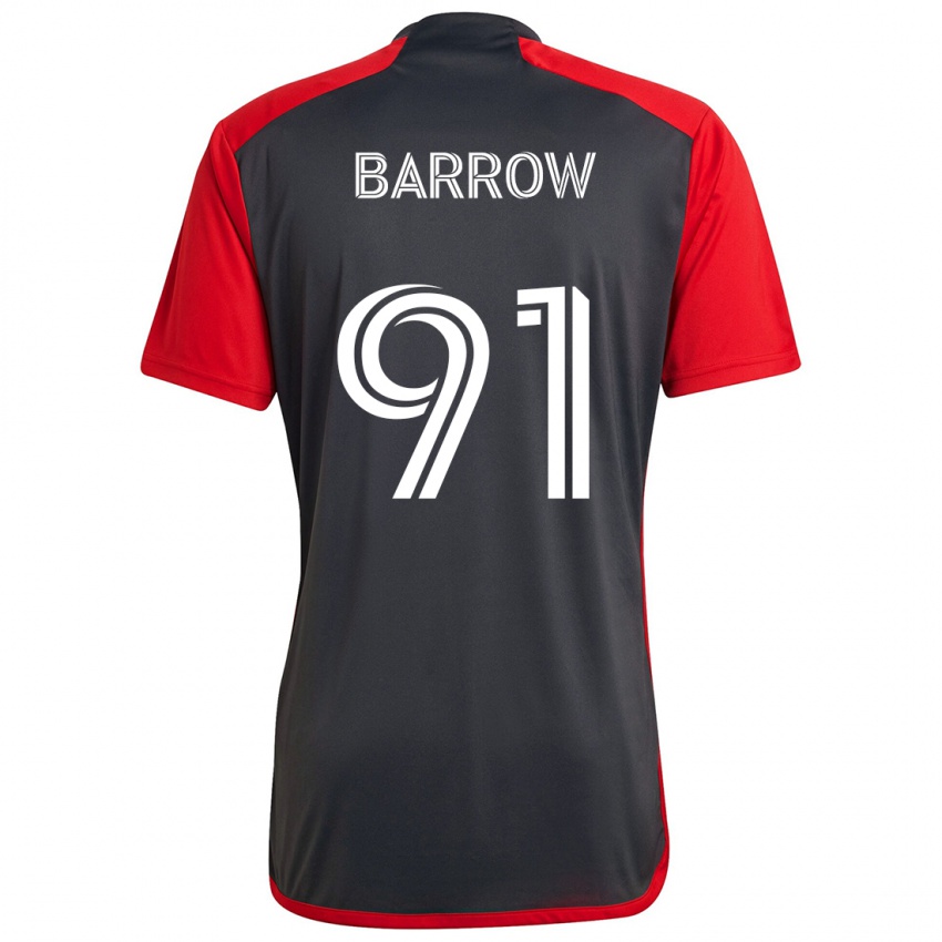 Børn Dékwon Barrow #91 Grå Rød Hjemmebane Spillertrøjer 2024/25 Trøje T-Shirt