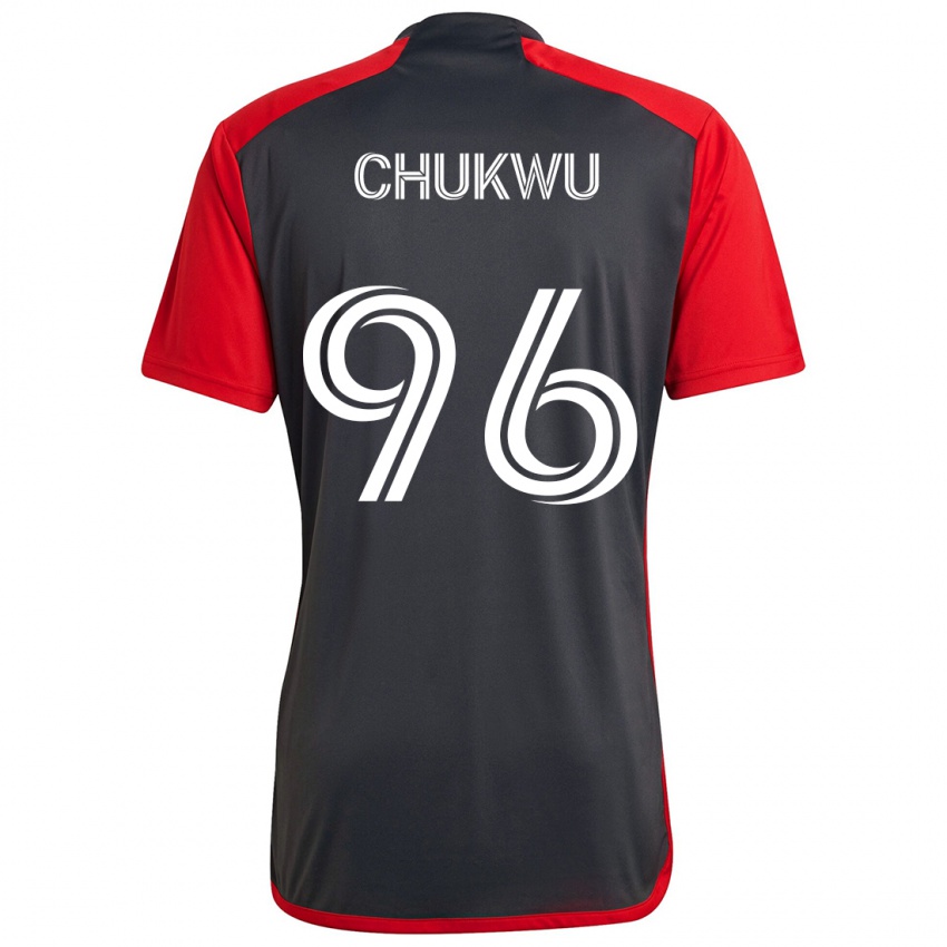 Børn Richard Chukwu #96 Grå Rød Hjemmebane Spillertrøjer 2024/25 Trøje T-Shirt