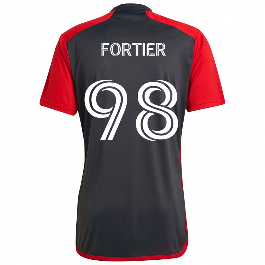 Børn Kristjan Fortier #98 Grå Rød Hjemmebane Spillertrøjer 2024/25 Trøje T-Shirt