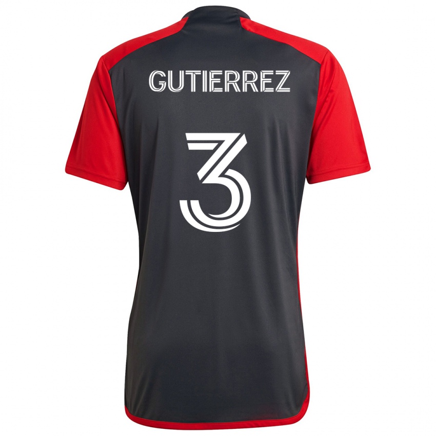 Børn Cristián Gutiérrez #3 Grå Rød Hjemmebane Spillertrøjer 2024/25 Trøje T-Shirt