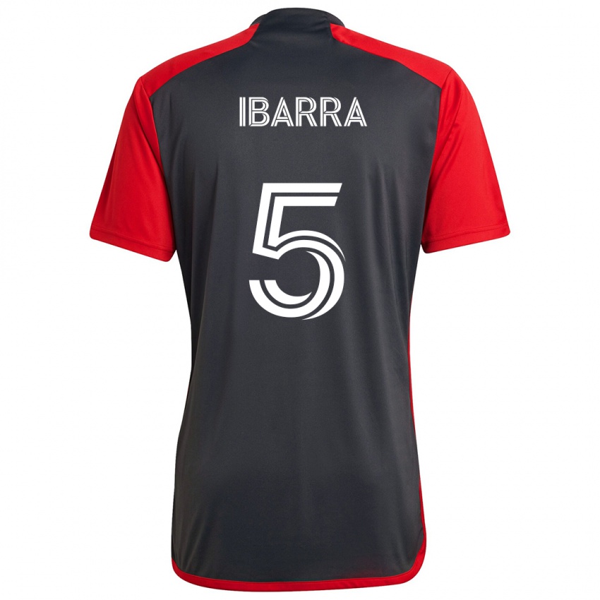 Børn Franco Ibarra #5 Grå Rød Hjemmebane Spillertrøjer 2024/25 Trøje T-Shirt