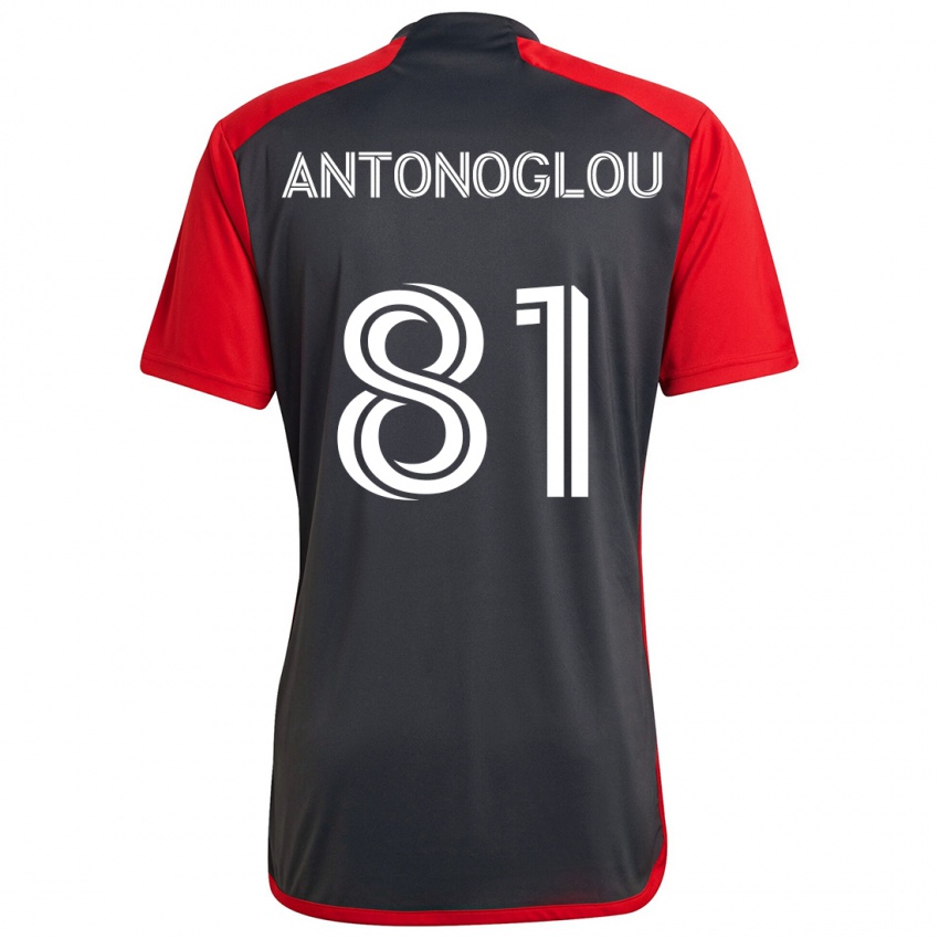 Børn Themi Antonoglou #81 Grå Rød Hjemmebane Spillertrøjer 2024/25 Trøje T-Shirt