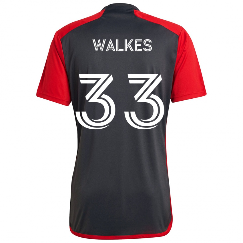 Børn Reshaun Walkes #33 Grå Rød Hjemmebane Spillertrøjer 2024/25 Trøje T-Shirt