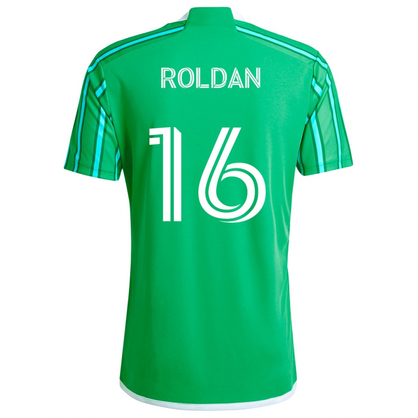 Børn Álex Roldán #16 Grøn Hvid Hjemmebane Spillertrøjer 2024/25 Trøje T-Shirt