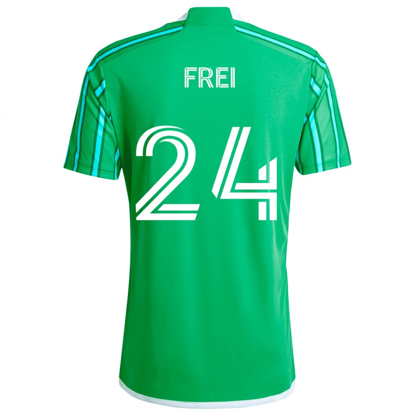 Børn Stefan Frei #24 Grøn Hvid Hjemmebane Spillertrøjer 2024/25 Trøje T-Shirt