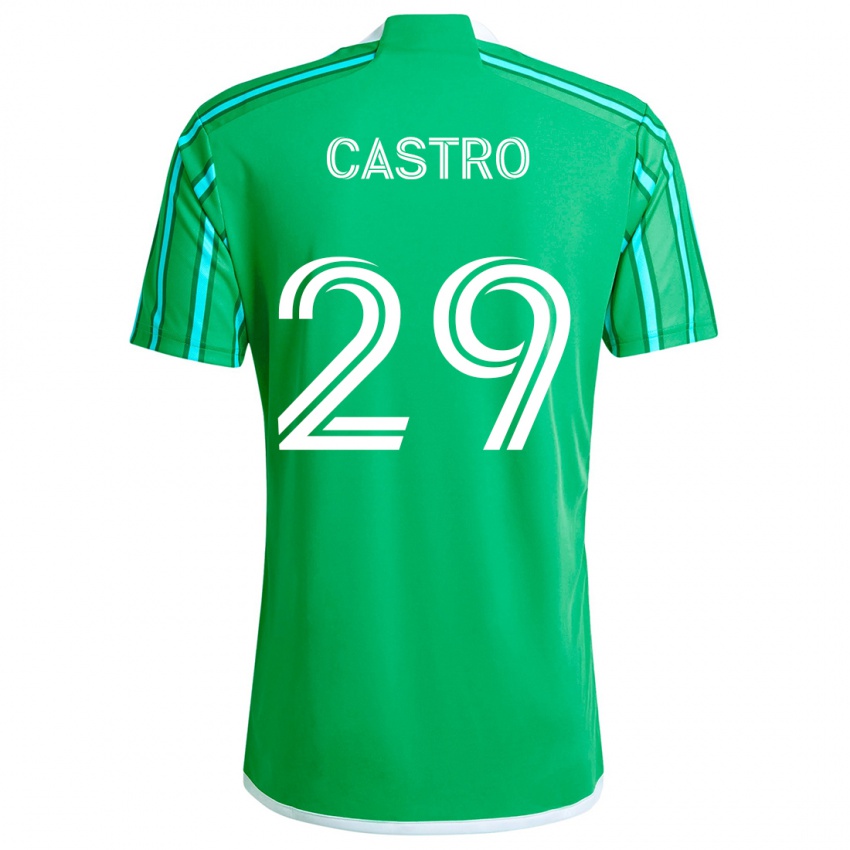 Børn Jacob Castro #29 Grøn Hvid Hjemmebane Spillertrøjer 2024/25 Trøje T-Shirt