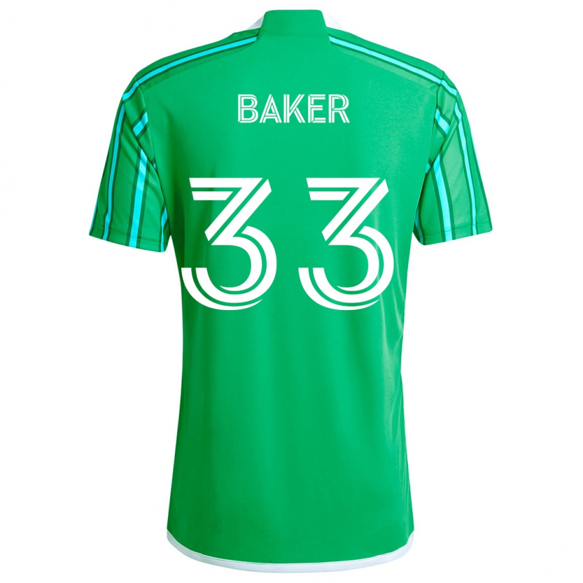 Børn Cody Baker #33 Grøn Hvid Hjemmebane Spillertrøjer 2024/25 Trøje T-Shirt