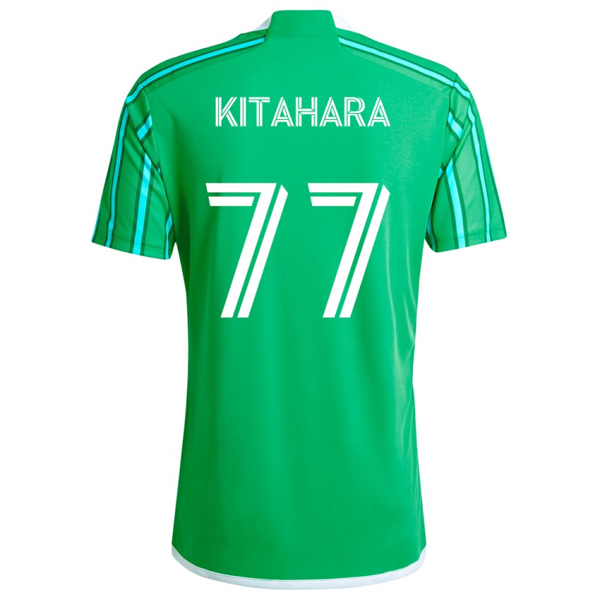 Børn Sota Kitahara #77 Grøn Hvid Hjemmebane Spillertrøjer 2024/25 Trøje T-Shirt