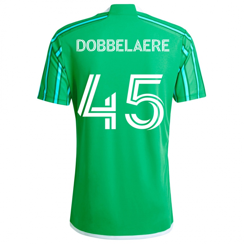 Børn Ethan Dobbelaere #45 Grøn Hvid Hjemmebane Spillertrøjer 2024/25 Trøje T-Shirt