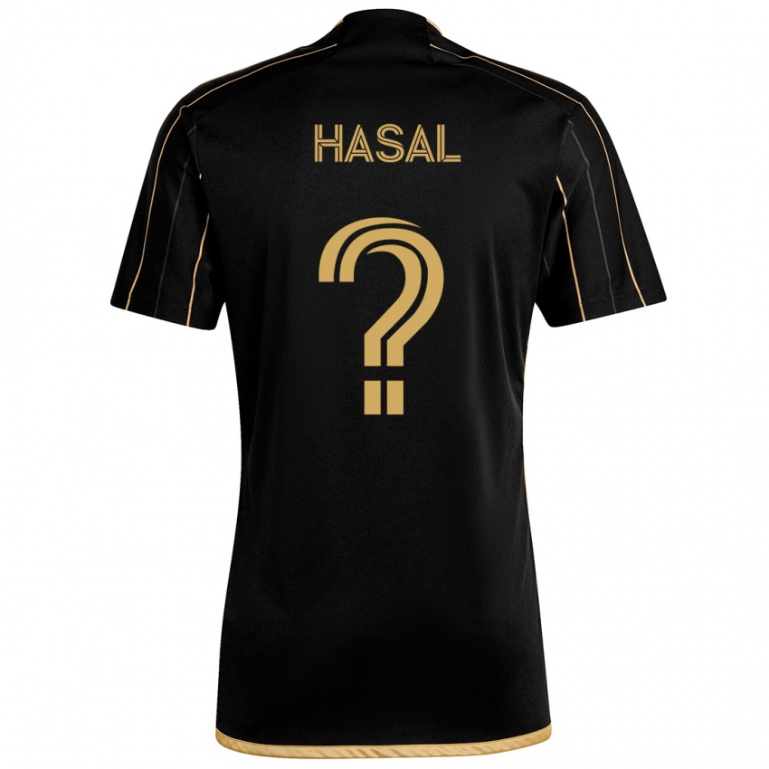 Børn Thomas Hasal #0 Sort Guld Hjemmebane Spillertrøjer 2024/25 Trøje T-Shirt