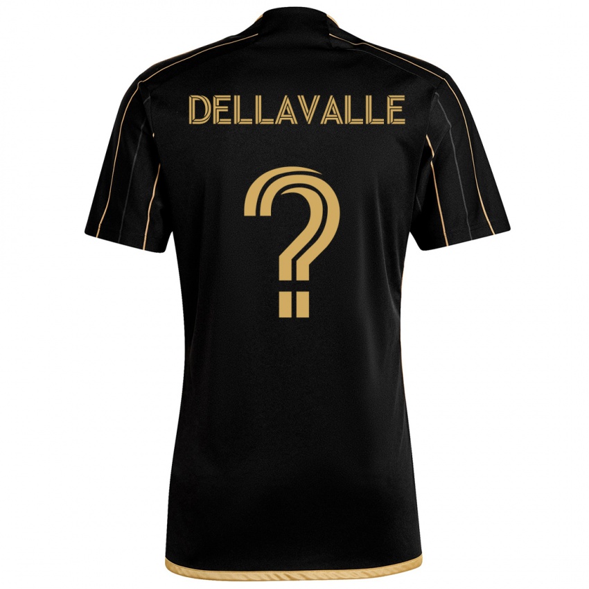 Børn Lorenzo Dellavalle #0 Sort Guld Hjemmebane Spillertrøjer 2024/25 Trøje T-Shirt