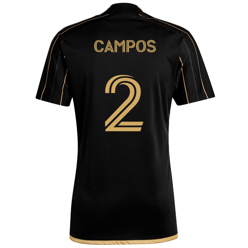 Børn Omar Campos #2 Sort Guld Hjemmebane Spillertrøjer 2024/25 Trøje T-Shirt