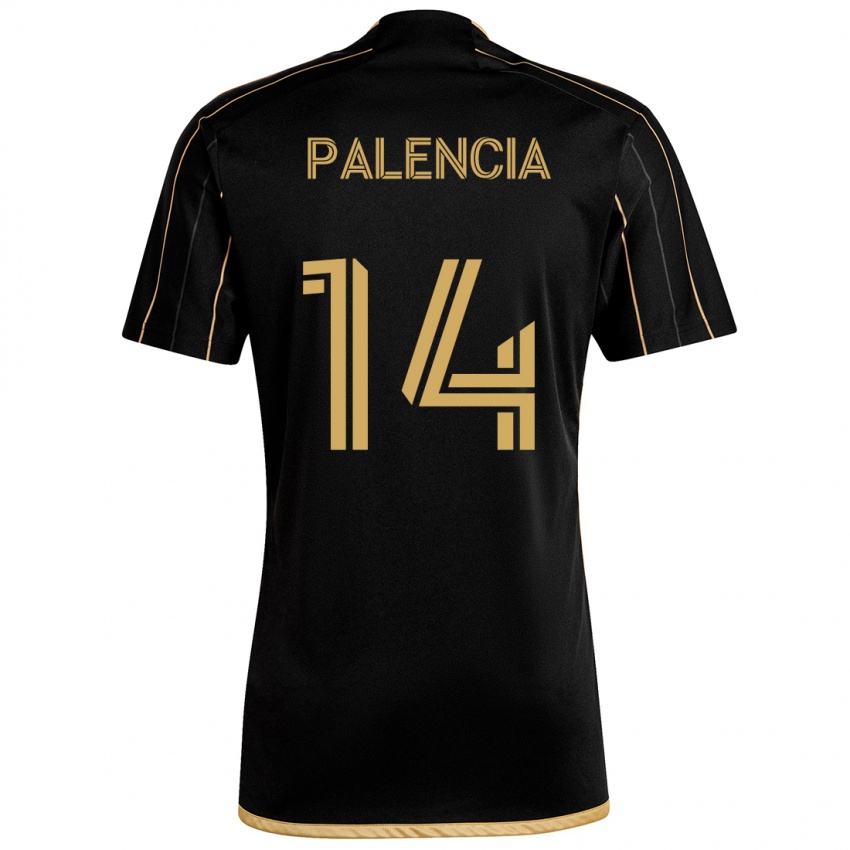 Børn Sergi Palencia #14 Sort Guld Hjemmebane Spillertrøjer 2024/25 Trøje T-Shirt