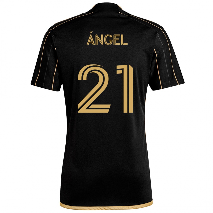 Børn Tomás Ángel #21 Sort Guld Hjemmebane Spillertrøjer 2024/25 Trøje T-Shirt