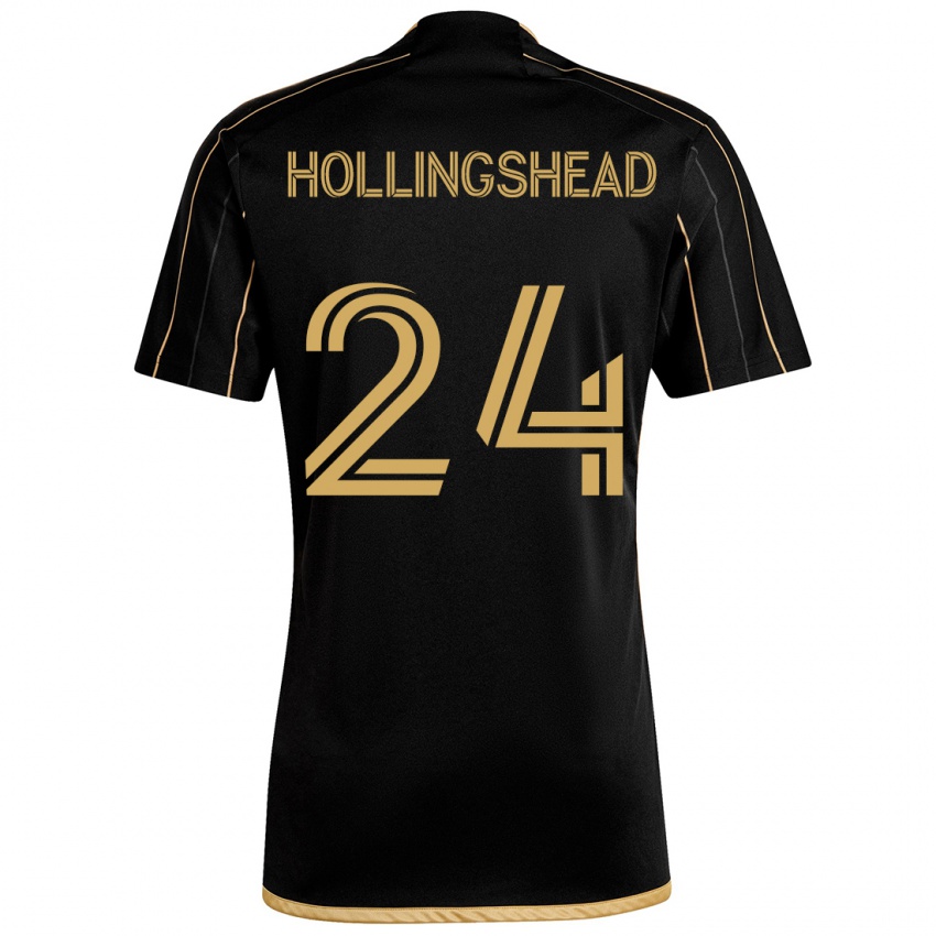 Børn Ryan Hollingshead #24 Sort Guld Hjemmebane Spillertrøjer 2024/25 Trøje T-Shirt