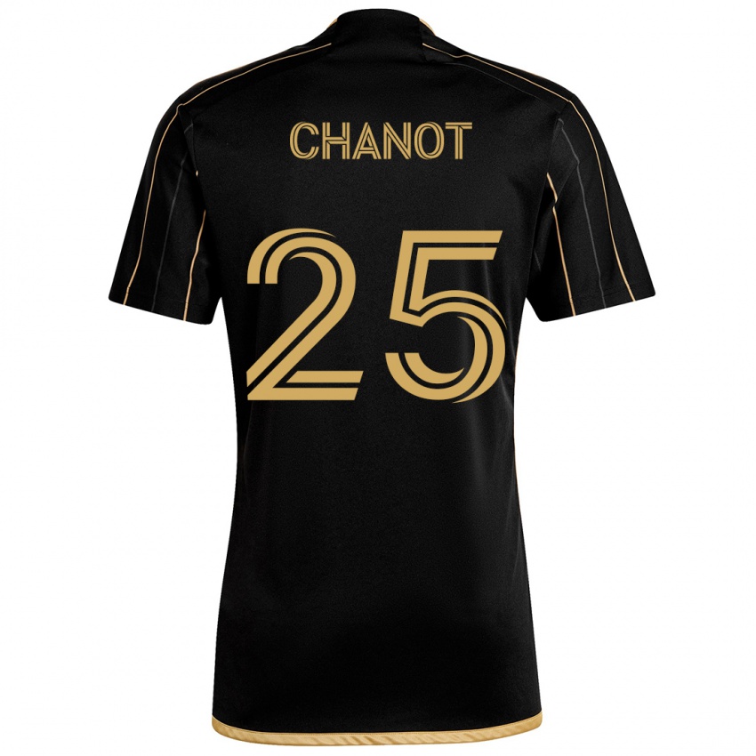 Børn Maxime Chanot #25 Sort Guld Hjemmebane Spillertrøjer 2024/25 Trøje T-Shirt