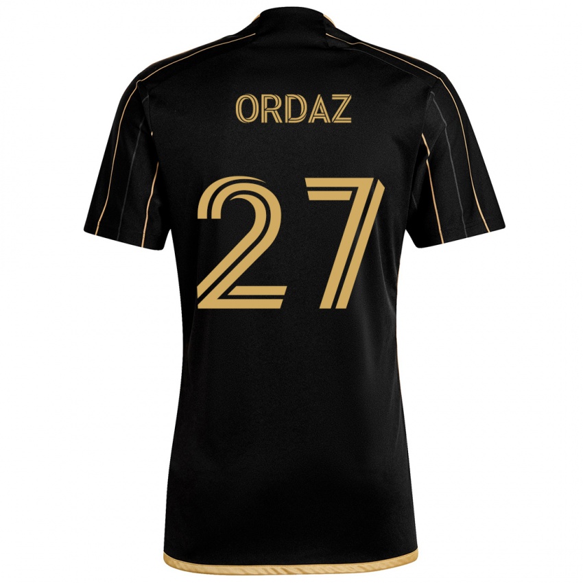 Børn Nathan Ordaz #27 Sort Guld Hjemmebane Spillertrøjer 2024/25 Trøje T-Shirt