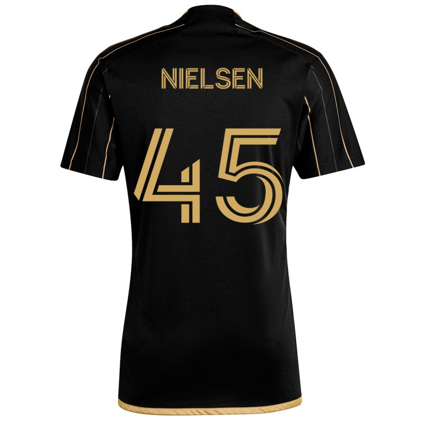 Børn Kenny Nielsen #45 Sort Guld Hjemmebane Spillertrøjer 2024/25 Trøje T-Shirt