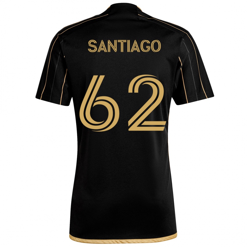 Børn Joshua Santiago #62 Sort Guld Hjemmebane Spillertrøjer 2024/25 Trøje T-Shirt