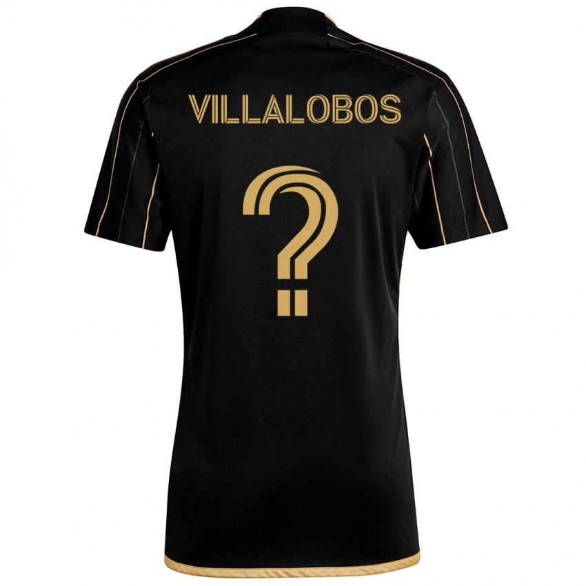 Børn Kristian Villalobos #0 Sort Guld Hjemmebane Spillertrøjer 2024/25 Trøje T-Shirt