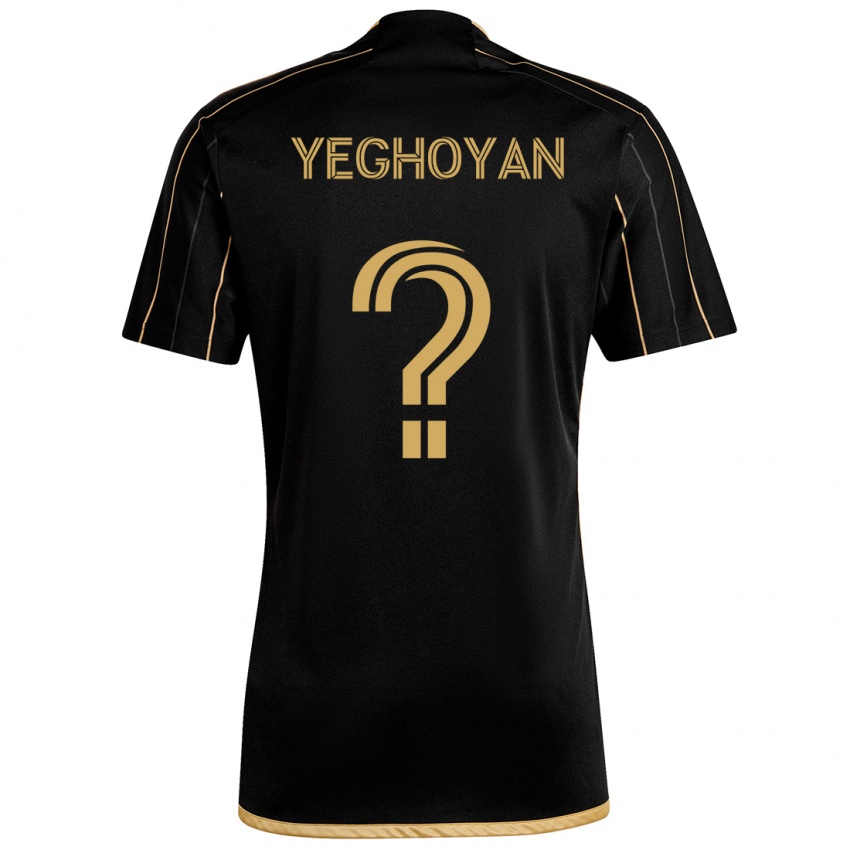 Børn David Yeghoyan #0 Sort Guld Hjemmebane Spillertrøjer 2024/25 Trøje T-Shirt